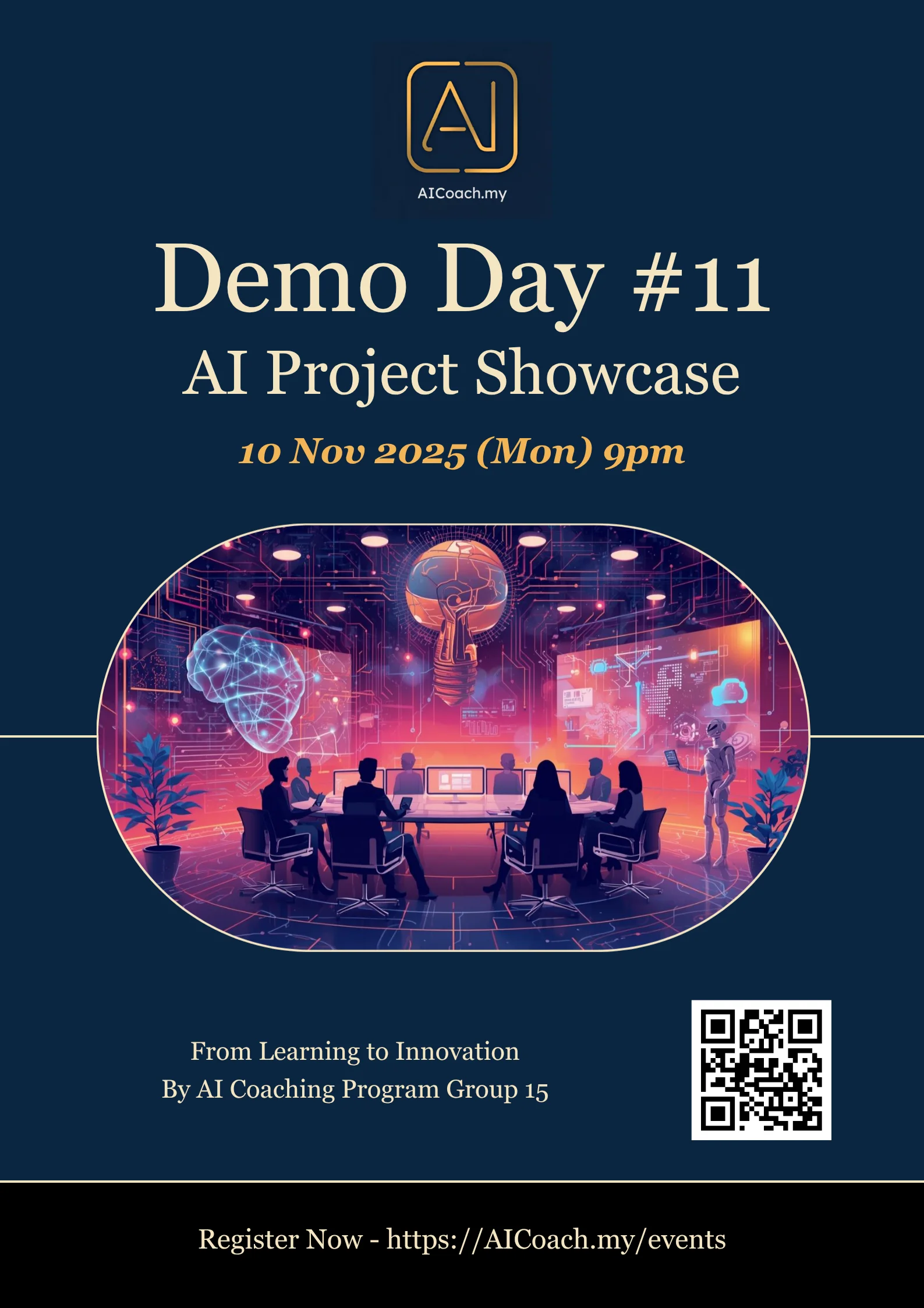 AI Demo Day Malaysia - Members showcasing no-code AI projects at AICoach.my Group 15 online event