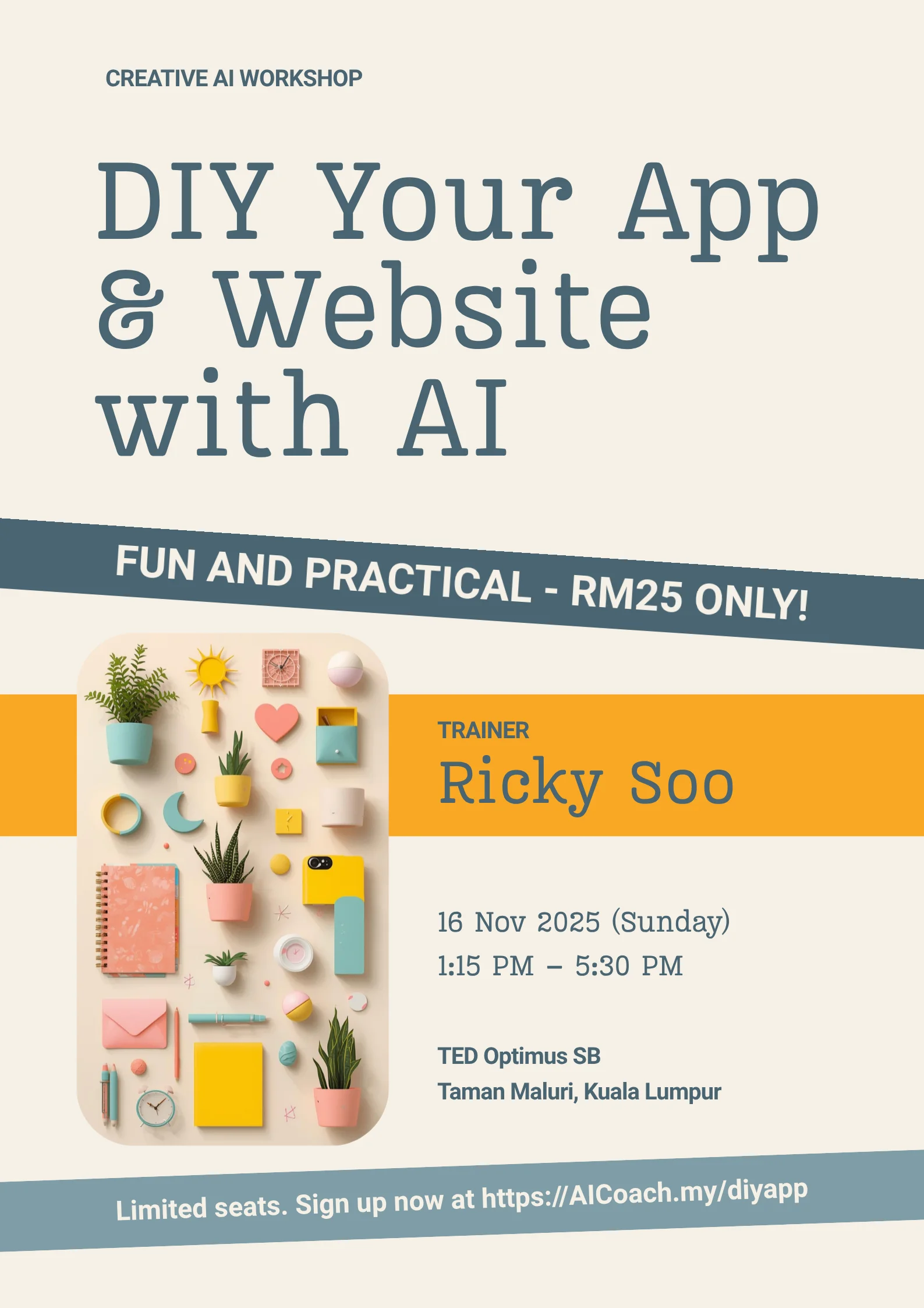AI Workshop Malaysia - Hands-on no-code app building workshop at AICoach.my using AI tools