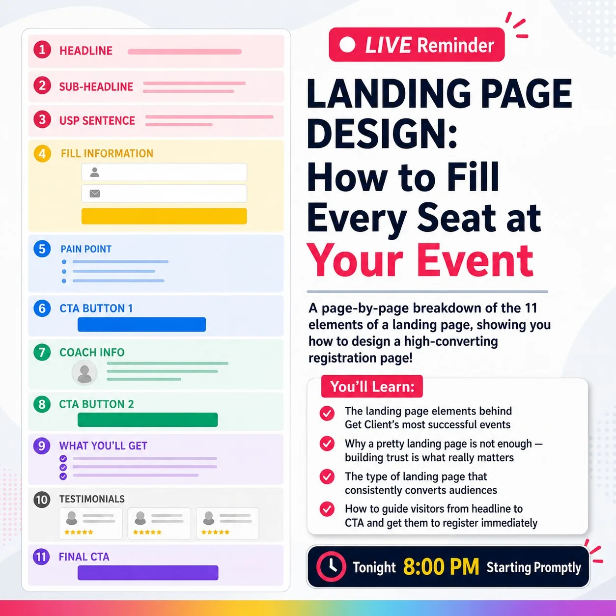AI Sharing #21 - Landing Page Design workshop by James Chong - Free online event August 1 2026 Malaysia on high-converting event registration pages