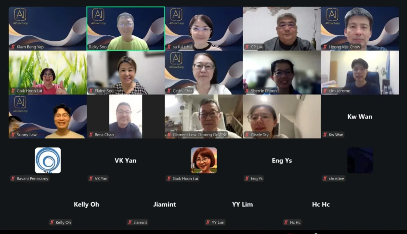 Zoom grid of participants at the AI project presentations on 22 April 2026
