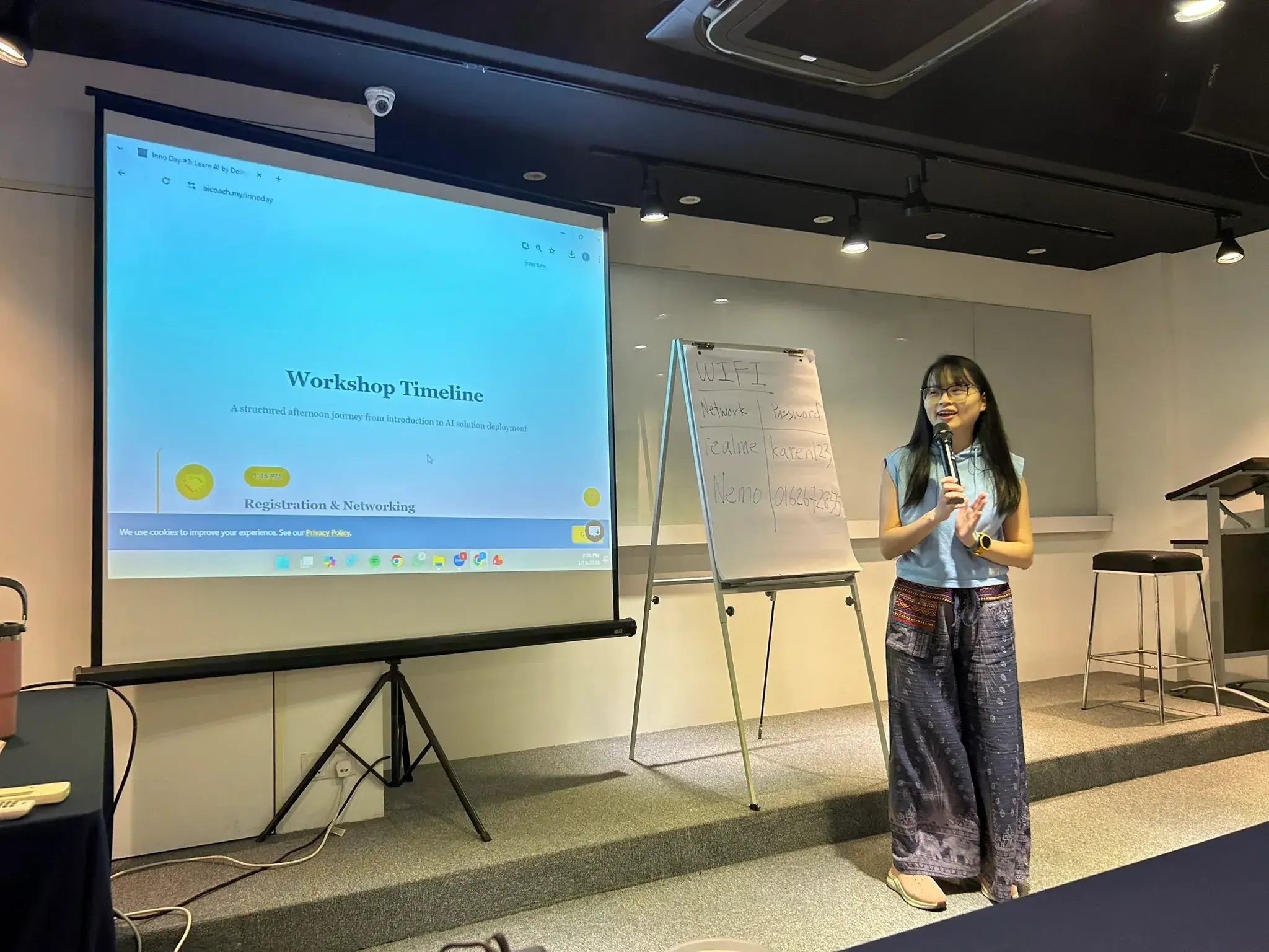 Speaker walking through the Inno Day #3 workshop timeline