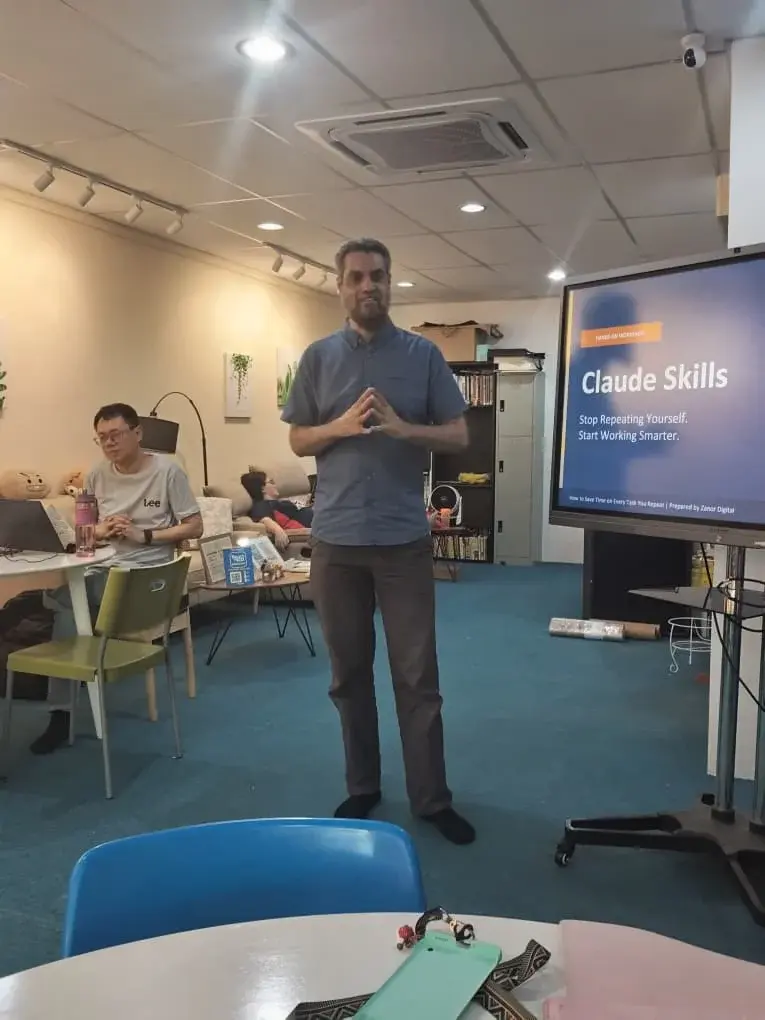 Riyaz Rangrage presenting the Get More with Claude Skills talk at Inno Day #5