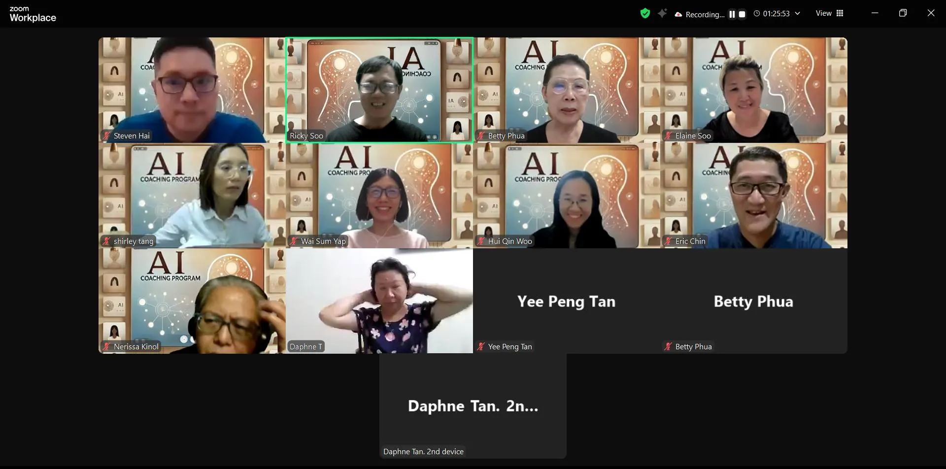 Zoom grid of participants at the Module 2 content creation session, 22 January 2025