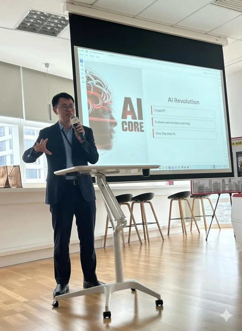 Presenting AI at a corporate innovation day event