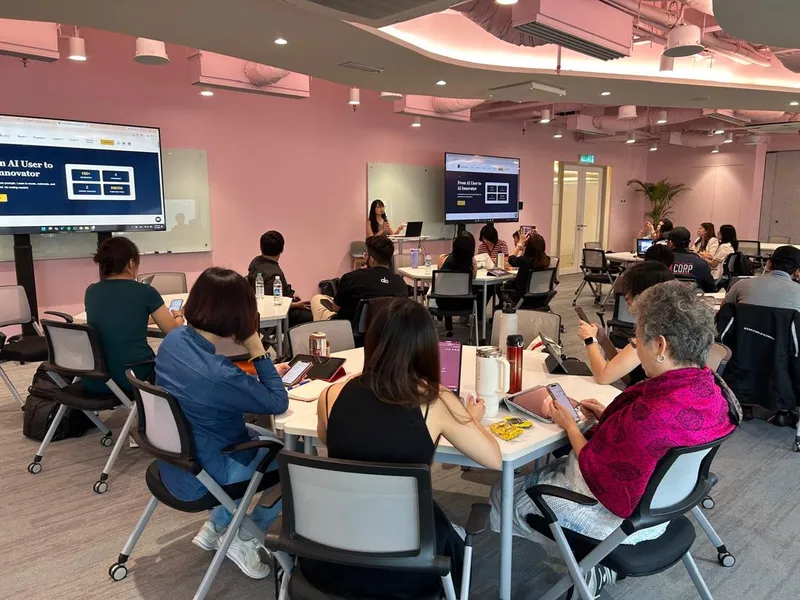 Trainer conducting a classroom session on becoming an AI innovator